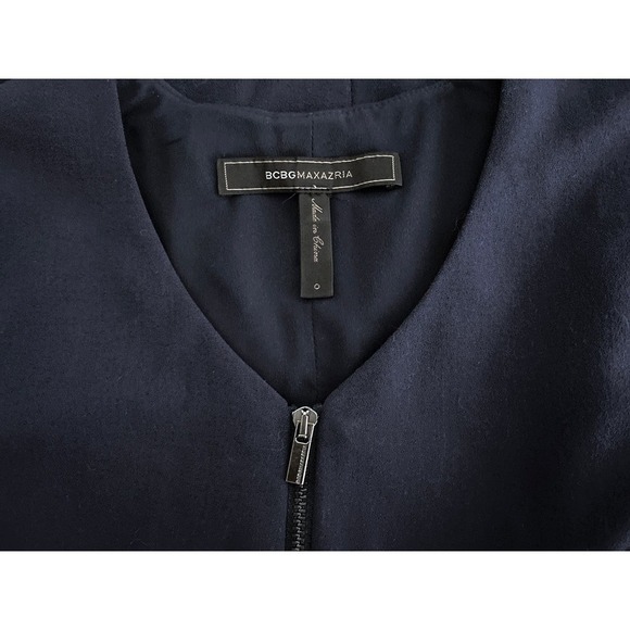 BCBG MAXAZRIA Women's Ellen Dress Navy Blue Sleeveless Peplum Front Zipper - Picture 7 of 10